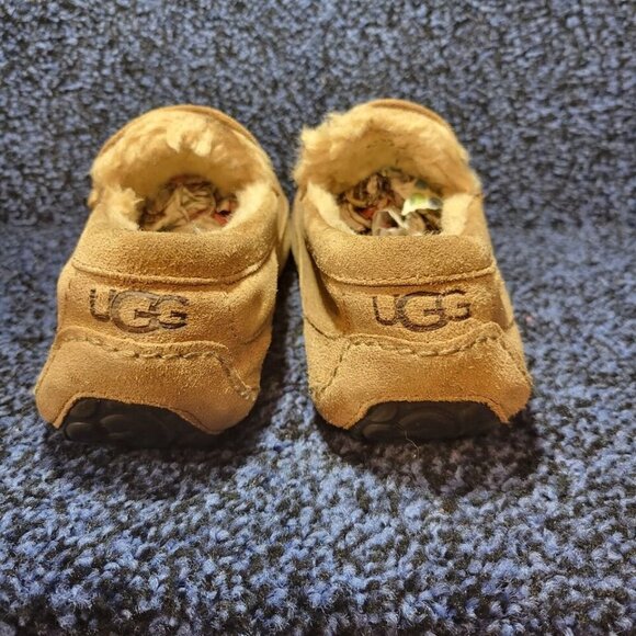 UGG Ascot Men's Size 11 US Chestnut Suede Slip On Sheepskin Lined Moc Toe Shoes - Picture 9 of 10